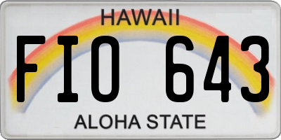 HI license plate FIO643