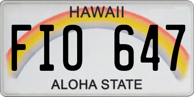 HI license plate FIO647
