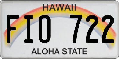 HI license plate FIO722