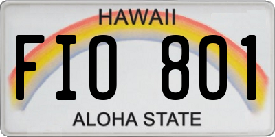 HI license plate FIO801