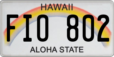 HI license plate FIO802