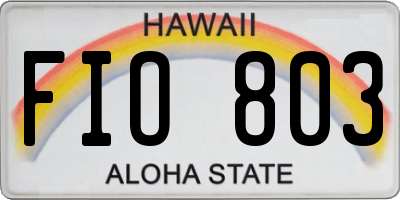 HI license plate FIO803