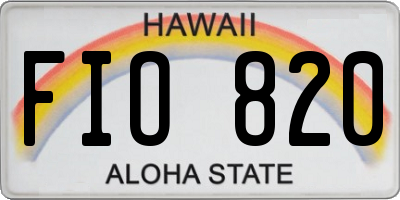 HI license plate FIO820