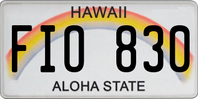 HI license plate FIO830