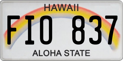 HI license plate FIO837
