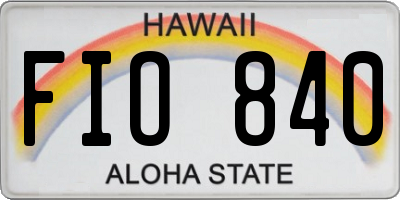 HI license plate FIO840