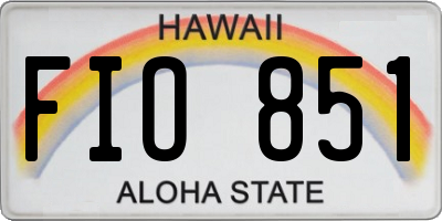 HI license plate FIO851