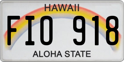 HI license plate FIO918