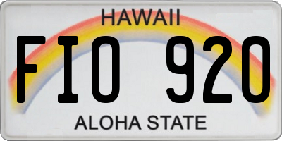 HI license plate FIO920