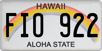 HI license plate FIO922