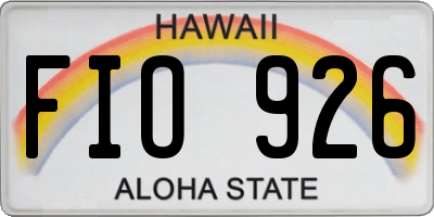 HI license plate FIO926