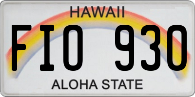 HI license plate FIO930