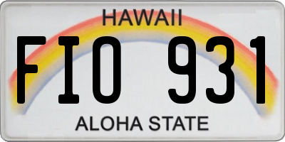 HI license plate FIO931