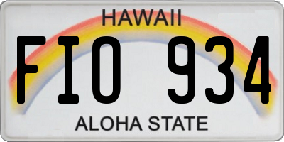 HI license plate FIO934