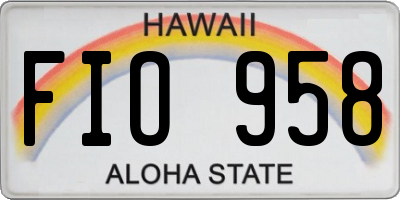 HI license plate FIO958