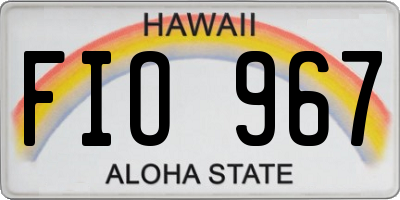 HI license plate FIO967