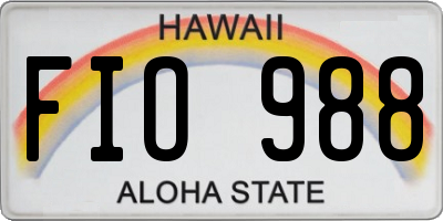 HI license plate FIO988