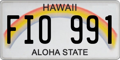 HI license plate FIO991