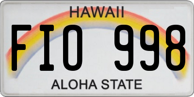 HI license plate FIO998