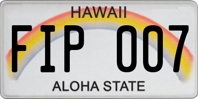 HI license plate FIP007