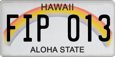 HI license plate FIP013