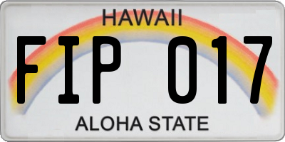 HI license plate FIP017