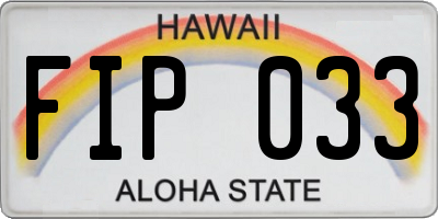 HI license plate FIP033