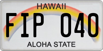 HI license plate FIP040