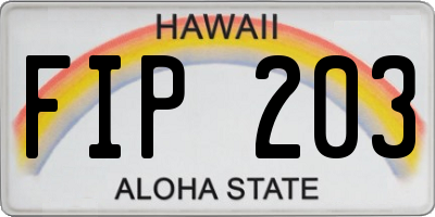 HI license plate FIP203