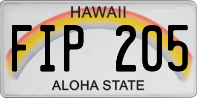 HI license plate FIP205
