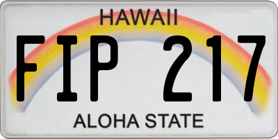 HI license plate FIP217