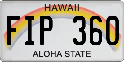 HI license plate FIP360