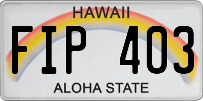 HI license plate FIP403