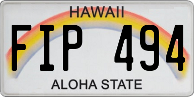 HI license plate FIP494