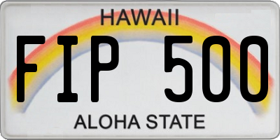 HI license plate FIP500