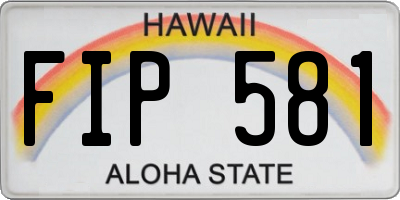 HI license plate FIP581