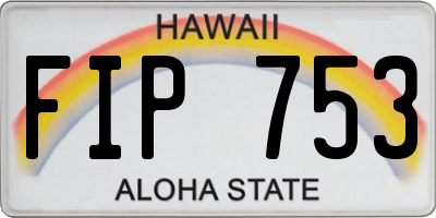 HI license plate FIP753