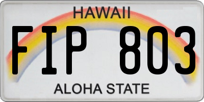 HI license plate FIP803