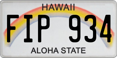 HI license plate FIP934