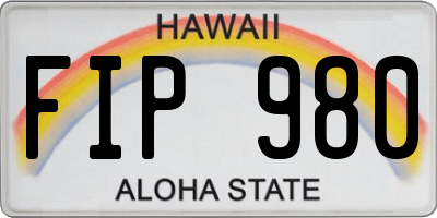 HI license plate FIP980