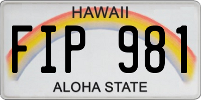 HI license plate FIP981