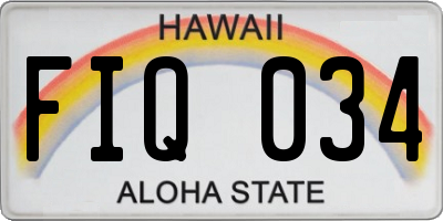 HI license plate FIQ034