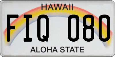 HI license plate FIQ080