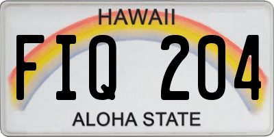 HI license plate FIQ204