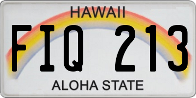 HI license plate FIQ213
