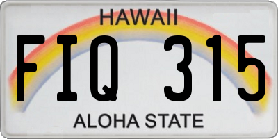 HI license plate FIQ315
