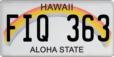 HI license plate FIQ363