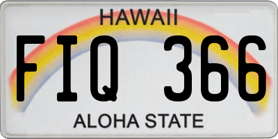 HI license plate FIQ366