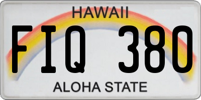HI license plate FIQ380