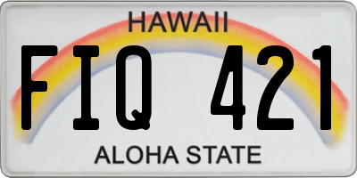 HI license plate FIQ421